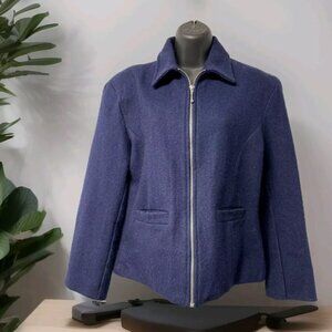 Argee Womens Wool Blend Navy Blue Full Zip Jacket M 10/12. Work Casual wear Vtg
